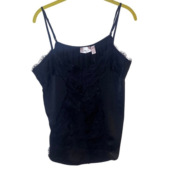 Buckle Tops - NWT Willow and Root Womens Black Lace Cami Tank Adjustable Straps Size Large